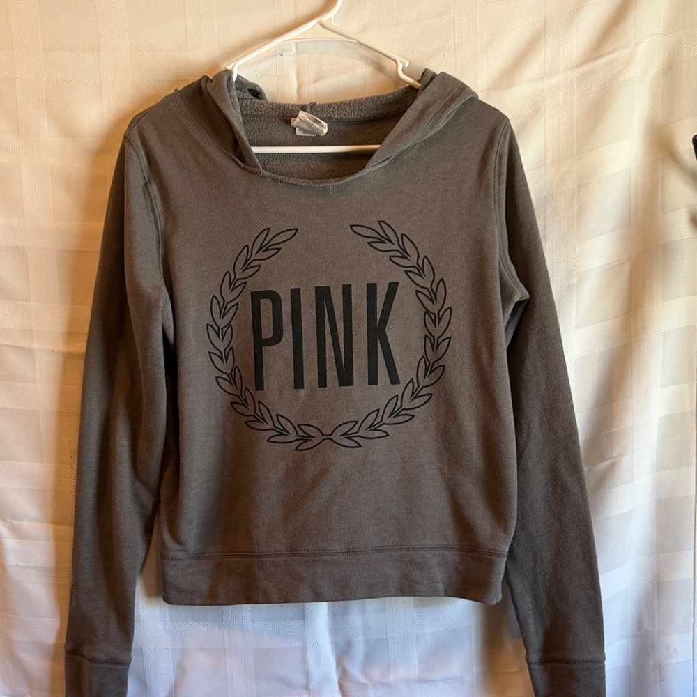 PINK Victoria's Secret Gray Logo Hooded Sweatshirt